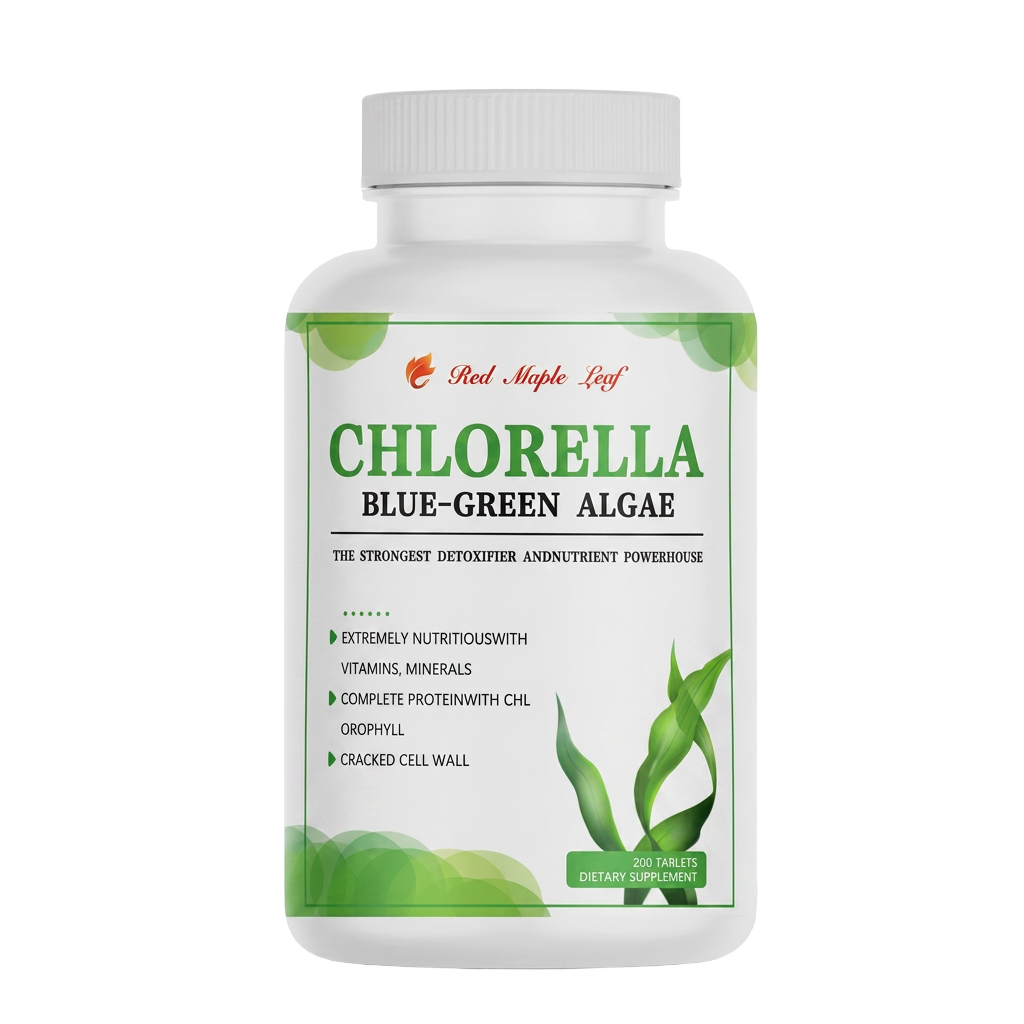 Red Maple Leaf Chlorella Tablets bottle