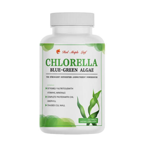 Red Maple Leaf Chlorella Tablets bottle