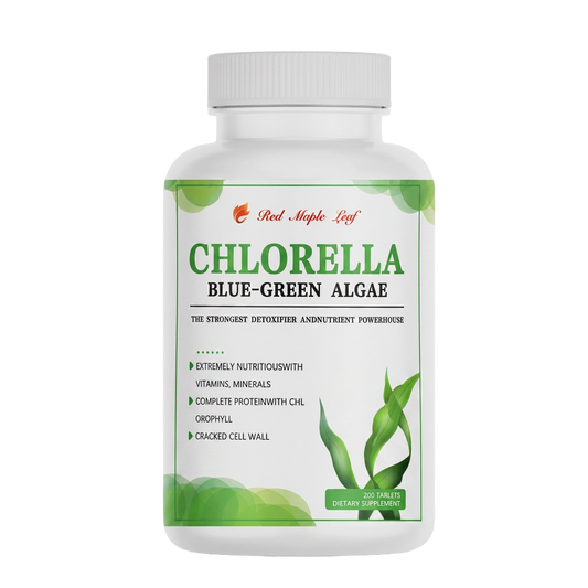 Red Maple Leaf Chlorella Tablets bottle